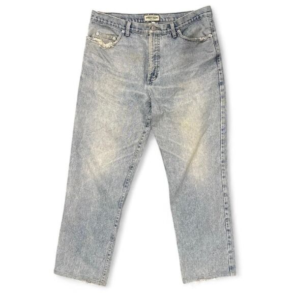 Vintage Guess Jeans Mens 36x28 Blue Denim 90s Made in USA Straight Zip Up Pants - Picture 2 of 11